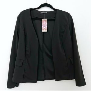 BOOHOO - Collarless Open Front Fitted Blazer